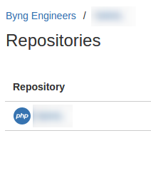 A BitBucket screenshot, showing one repository in one project